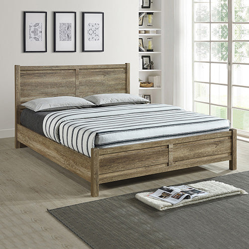 4 Pieces Bedroom Suite Natural Wood Like MDF Structure King Size Oak Colour Bed, Bedside Table & Dresser - One Red Hill