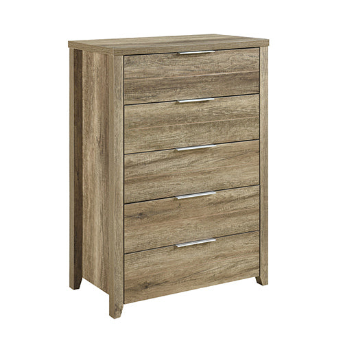 4 Pieces Bedroom Suite Natural Wood Like MDF Structure King Size Oak Colour Bed, Bedside Table & Dresser - One Red Hill