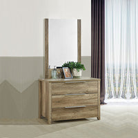 4 Pieces Bedroom Suite Natural Wood Like MDF Structure King Size Oak Colour Bed, Bedside Table & Dresser - One Red Hill
