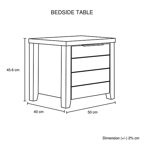 4 Pieces Bedroom Suite Natural Wood Like MDF Structure King Size Oak Colour Bed, Bedside Table & Dresser - One Red Hill