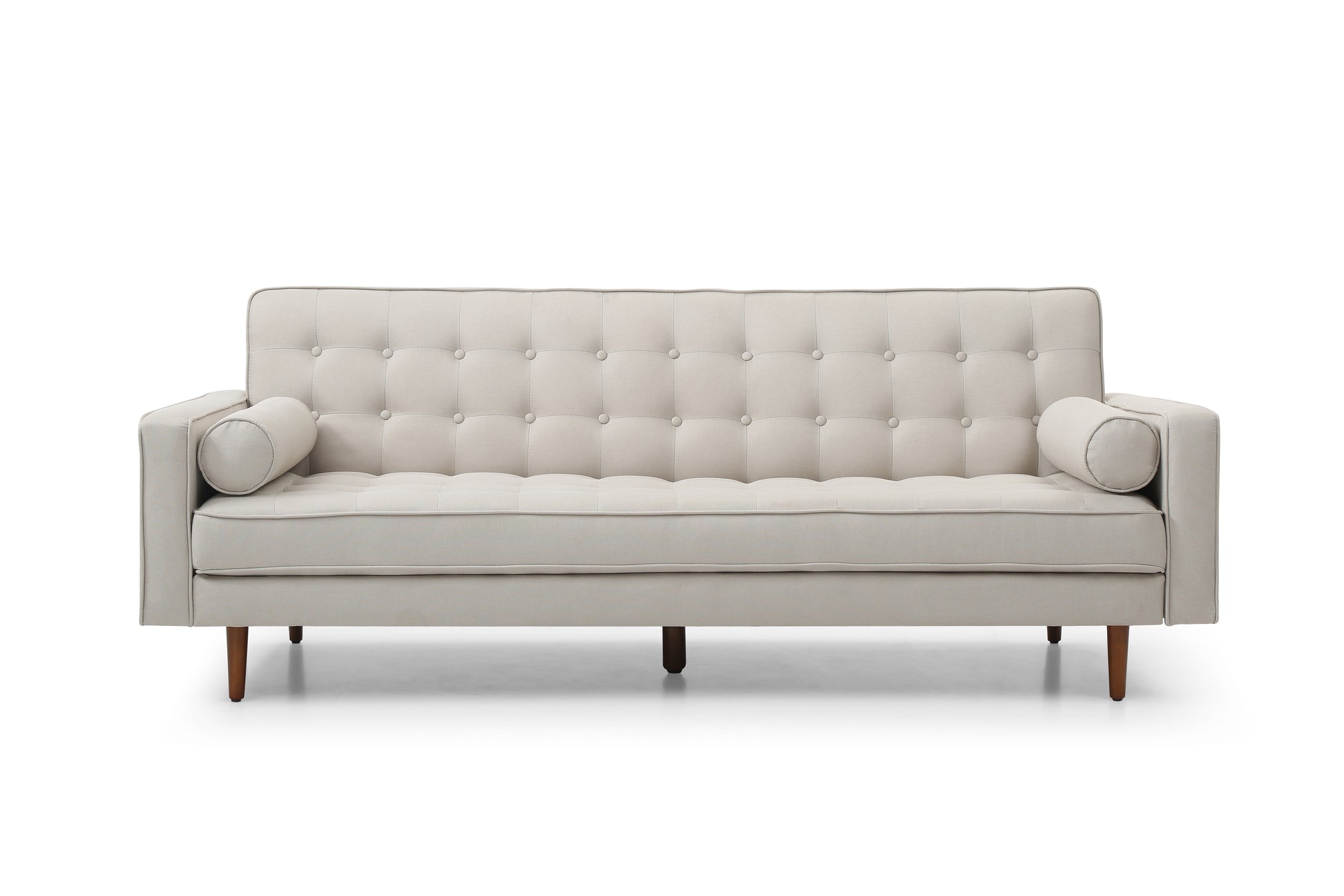 Sofa Bed 3 Seater Button Tufted Lounge Set for Living Room Couch in Fabric Beige Colour - One Red Hill