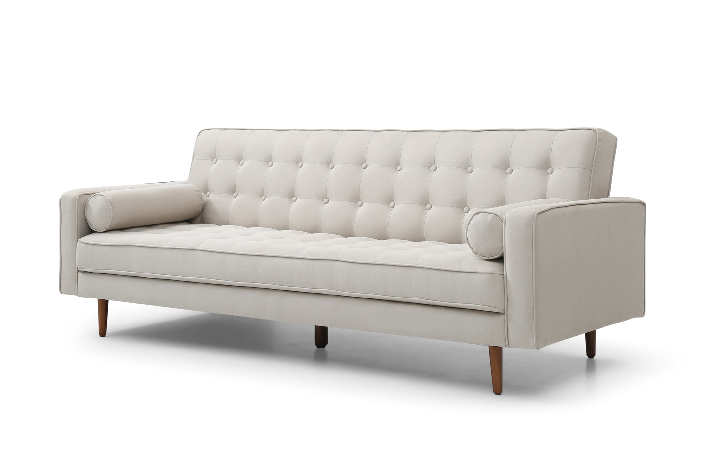Sofa Bed 3 Seater Button Tufted Lounge Set for Living Room Couch in Fabric Beige Colour - One Red Hill