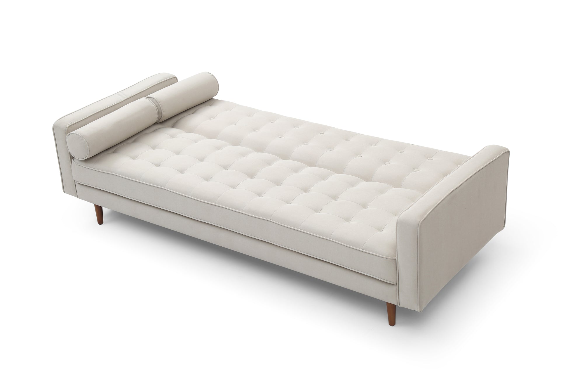Sofa Bed 3 Seater Button Tufted Lounge Set for Living Room Couch in Fabric Beige Colour - One Red Hill