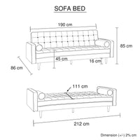 Sofa Bed 3 Seater Button Tufted Lounge Set for Living Room Couch in Fabric Beige Colour - One Red Hill