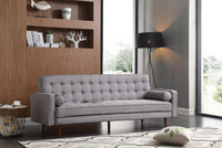 Sofa Bed 3 Seater Button Tufted Lounge Set for Living Room Couch in Fabric Grey Colour - One Red Hill