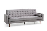 Sofa Bed 3 Seater Button Tufted Lounge Set for Living Room Couch in Fabric Grey Colour - One Red Hill
