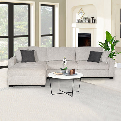 Milano Corner Sofa Chaise Polyester Fabric Multilayer Two Pillows Attached Individual Pocket Spring - One Red Hill