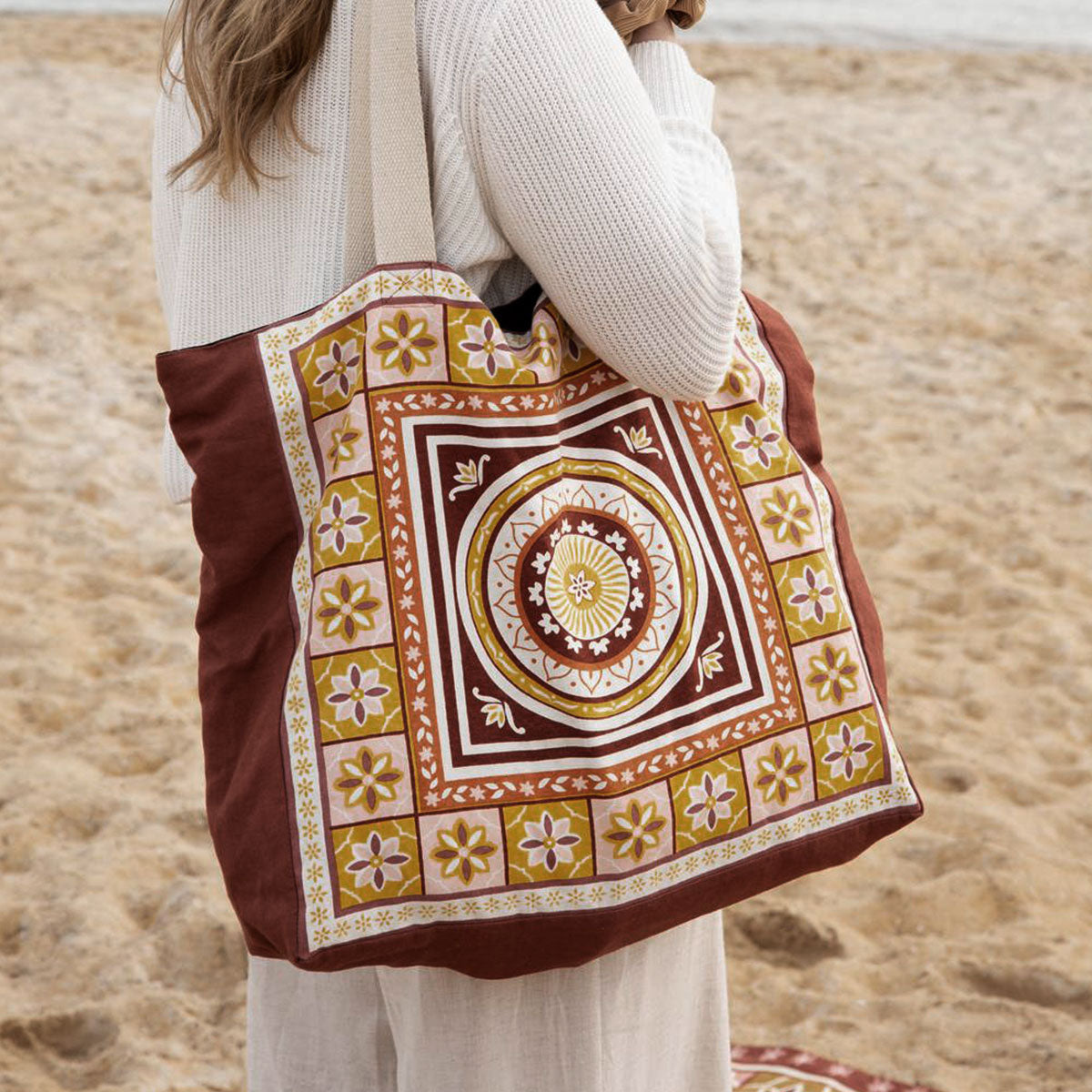 J Elliot Home Kasbah Cotton Tote Shopping Bag 40.5x43x10cm Pink - One Red Hill