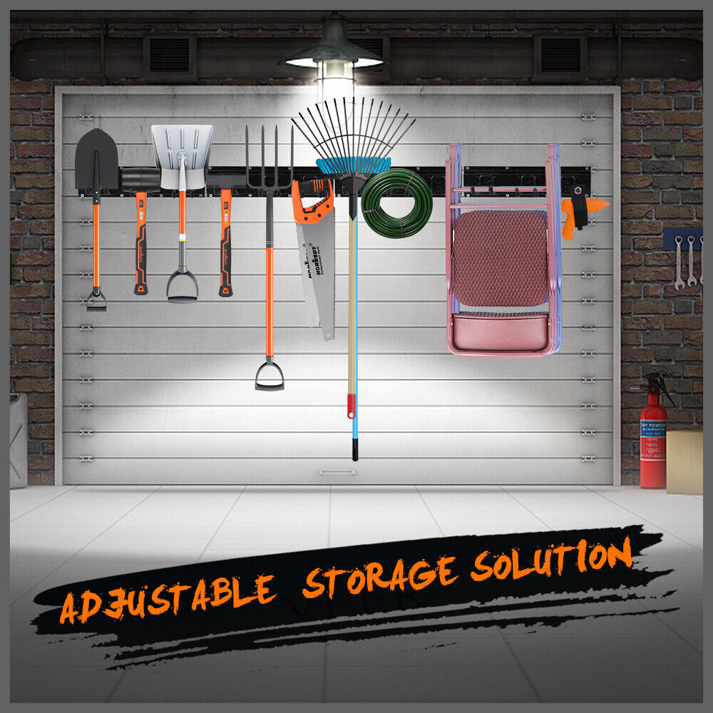 Wall Mounted Hook Rail Set Bike Holder Garden Tool Storage Rack Garage Organizer - One Red Hill
