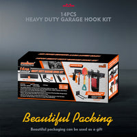 Wall Mounted Hook Rail Set Bike Holder Garden Tool Storage Rack Garage Organizer - One Red Hill