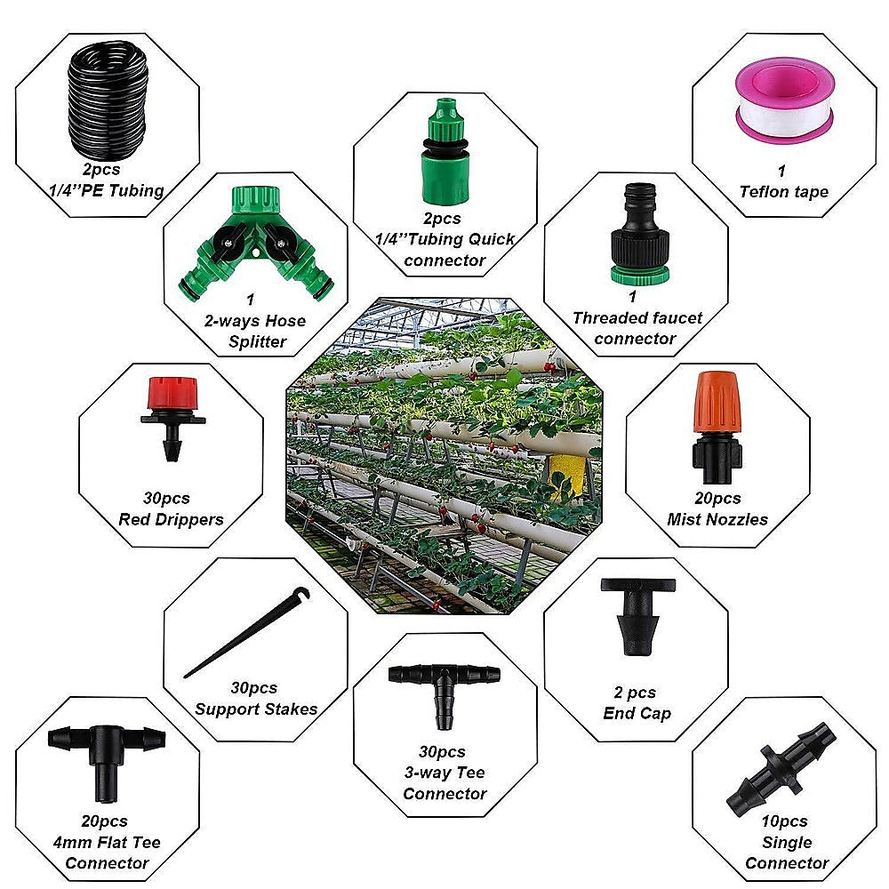 Drip Irrigation System Plant Self Garden Watering Hose Spray Kit - One Red Hill