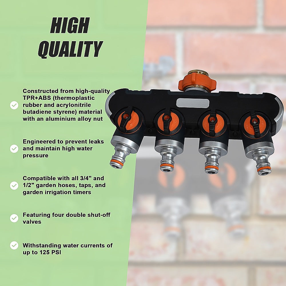 4-Way Water Distributor Garden Irrigation - One Red Hill