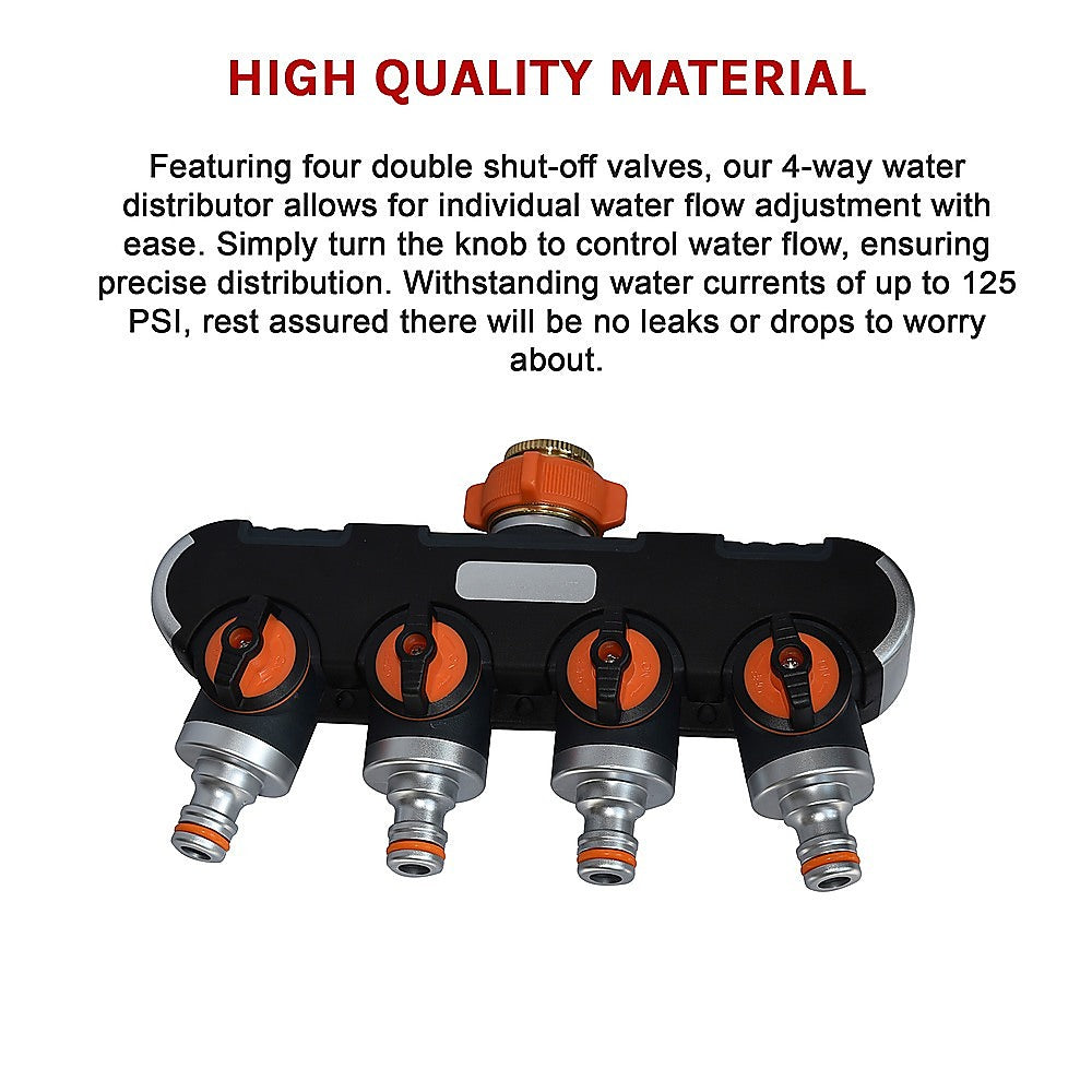 4-Way Water Distributor Garden Irrigation - One Red Hill