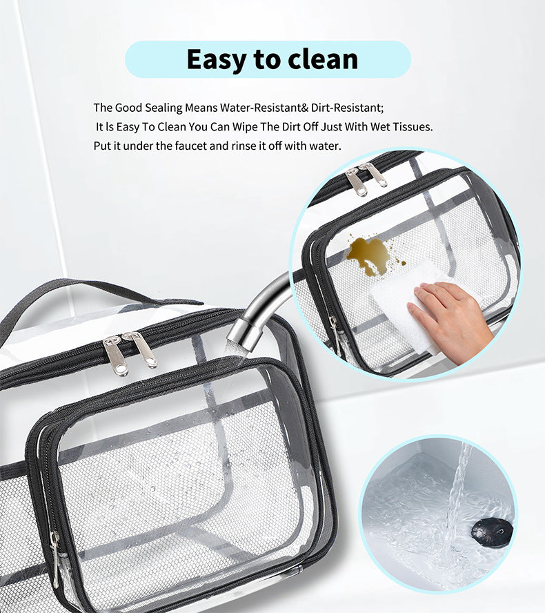 Clear PVC Tote Bag with Handle - Transparent Stadium-Approved Travel Organizer(Gray) - One Red Hill
