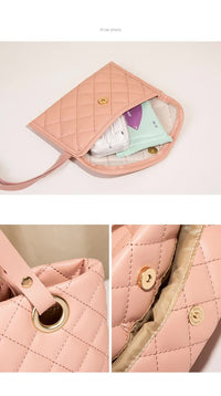 Elegant Quilted Tote Bag with Matching Clutch in  Brown - One Red Hill