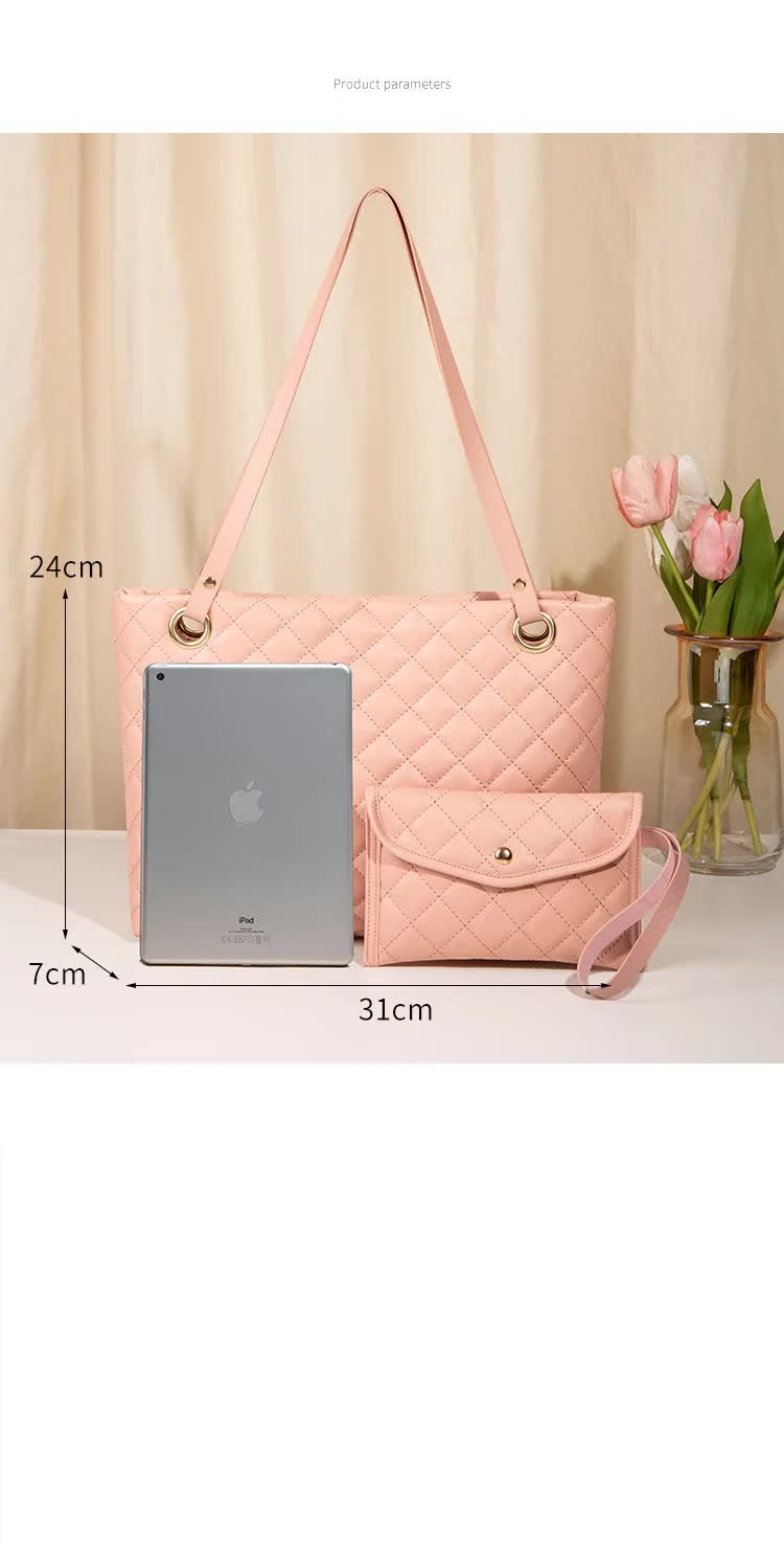 Elegant Quilted Tote Bag with Matching Clutch in White - One Red Hill