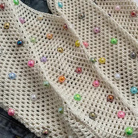 Green Summer Woven Handbag - Hollow Straw Beach Tote with Colorful Beads, Lazy Style, Large Capacity Shoulder Bag for Vacation - One Red Hill