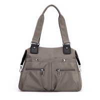 Brown Stylish Nylon Large Capacity Tote Bag for Work and Commute | Multi-Pocket Shoulder Bag | Fashionable Canvas Bag - One Red Hill