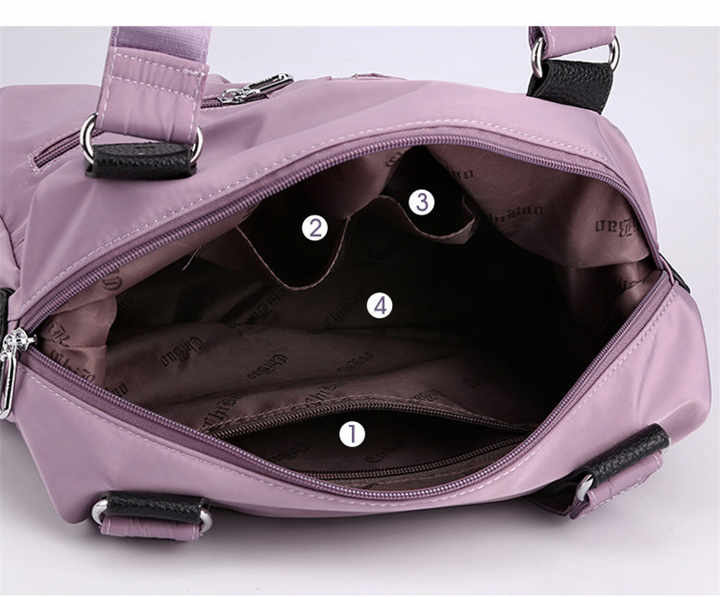 Brown Stylish Nylon Large Capacity Tote Bag for Work and Commute | Multi-Pocket Shoulder Bag | Fashionable Canvas Bag - One Red Hill