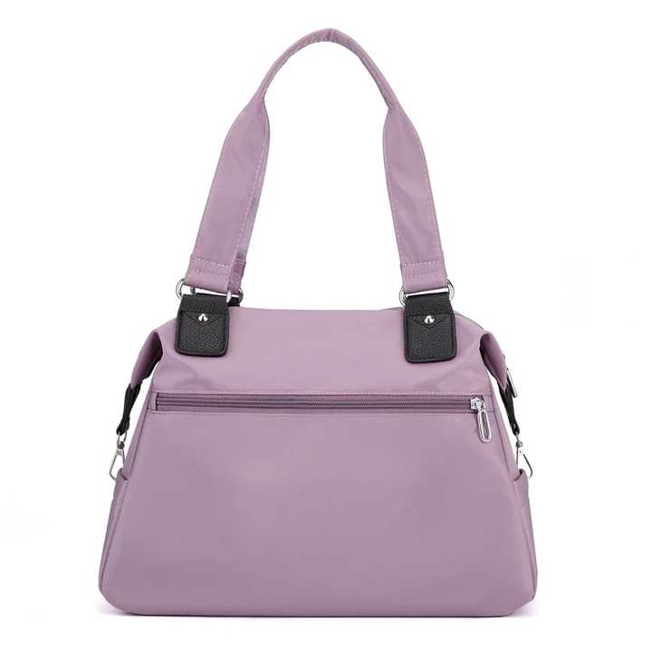 Brown Stylish Nylon Large Capacity Tote Bag for Work and Commute | Multi-Pocket Shoulder Bag | Fashionable Canvas Bag - One Red Hill