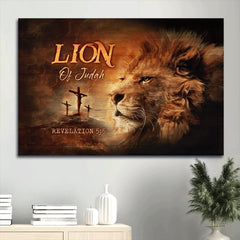 Amazing Lion Orange Sunset King Judas Lion Canvas Wall Art-Christian Wall Decoration