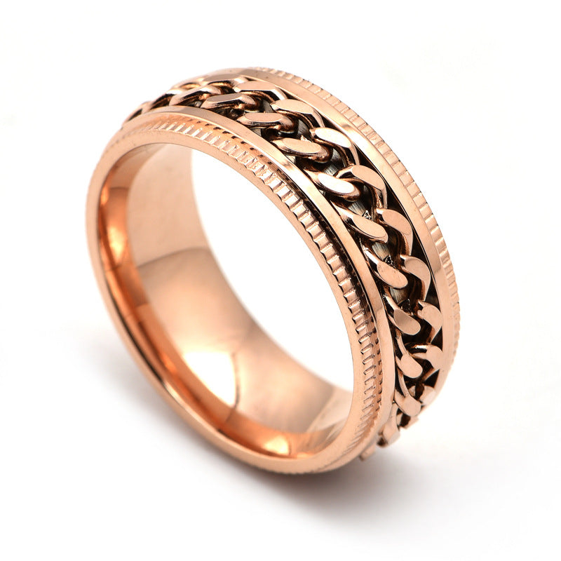 Mens Stainless Steel Spinner Rings Men Cool Fidget Band - One Red Hill