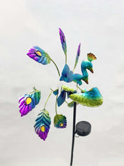 Cross-border Peacock Solar Windmill Garden Decoration Plug-in Iron Windmill