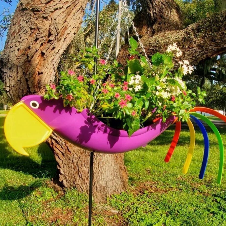 Colorful Bird Parrot Flower Pot Courtyard Garden Decoration - One Red Hill