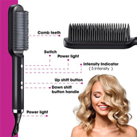 New 2 In 1 Hair Straightener Hot Comb Negative Ion Curling Tong Dual-purpose Electric Hair Brush - One Red Hill