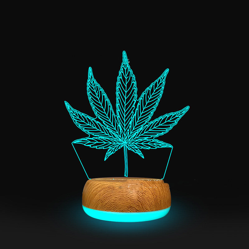 3D Lamp Wood Grain Bottom Glow Colorful Touch Remote Control - One Red Hill