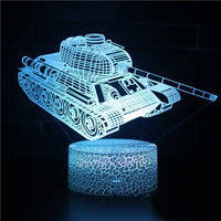 Train Fire Truck Excavator Series 3D Table Lamp LED Colorful Touch Remote Control Night Light - One Red Hill
