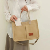 Casual Daily Canvas Tote Shoulder Bags Women Mommy Bag Large Capacity Messenger Multi Pocket Crossbody Chic Reusable Hand Bag - One Red Hill