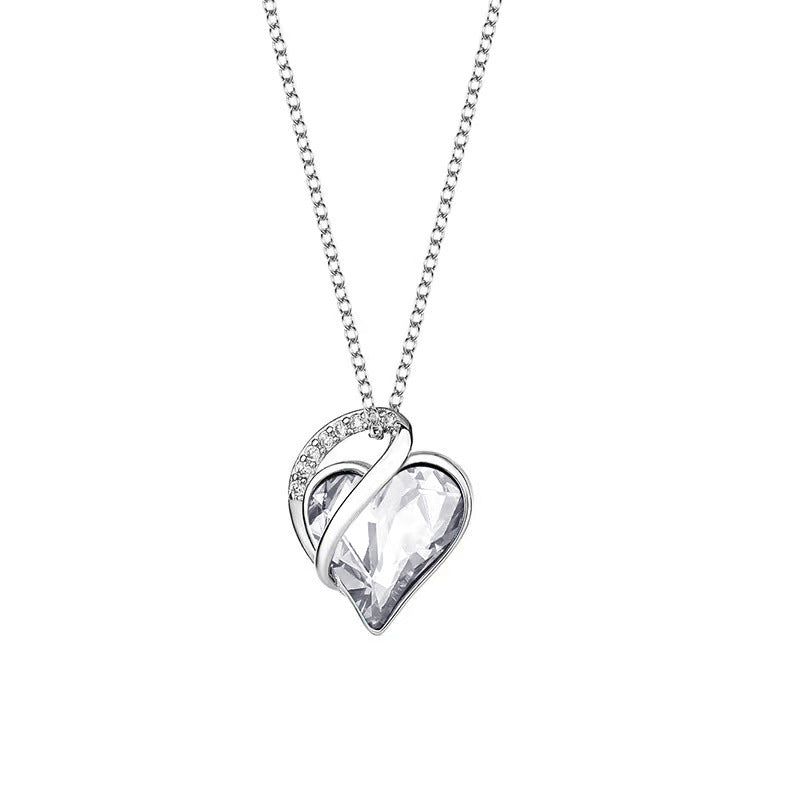 925 Sliver Heart Shaped Geometric Necklace - One Red Hill