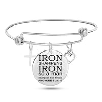 Jesus Christian Bible Scripture Stainless Steel Bangle Bracelet - One Red Hill