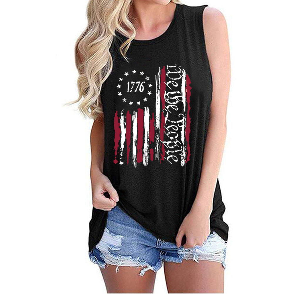 Women's Independence Day Round Neck Sleeveless Vest T-shirt