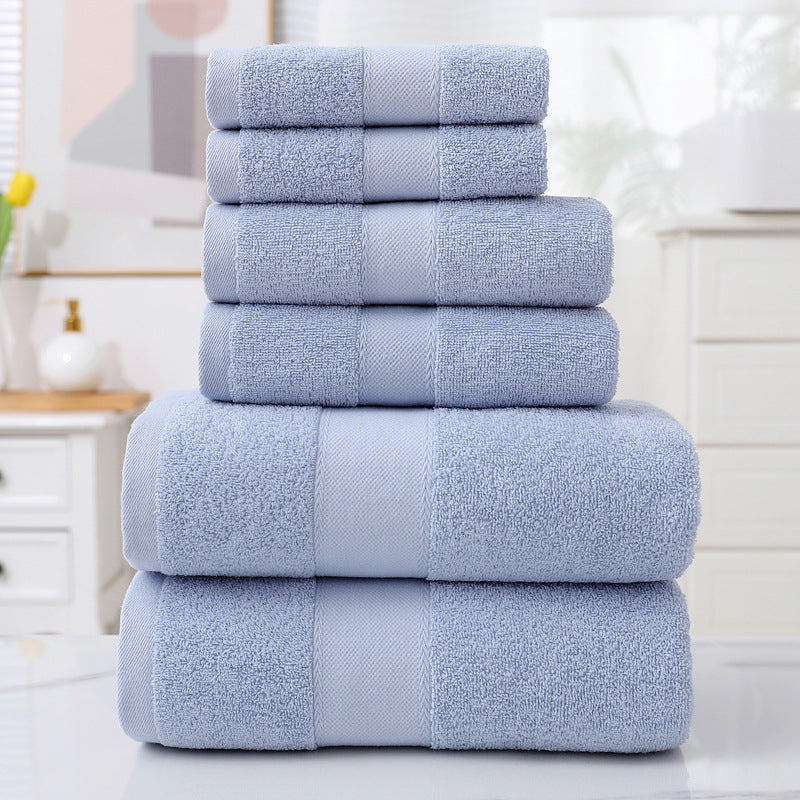 Home Simple Cotton Absorbent Towel Bath Towel 6-Piece Set - One Red Hill