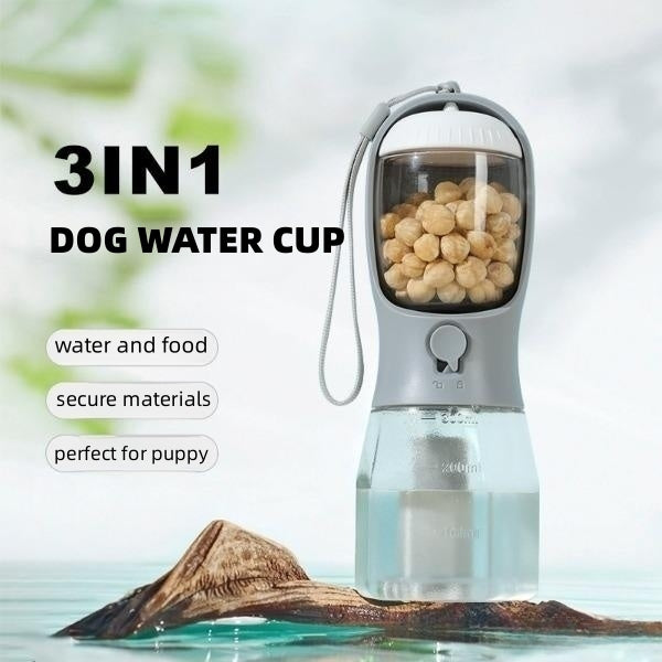 Dog Water Cup Drinking Food Garbage Bag Three-in-one Portable Small Multi-functional Pet Cups Pets Supplies - One Red Hill
