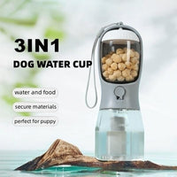 Dog Water Cup Drinking Food Garbage Bag Three-in-one Portable Small Multi-functional Pet Cups Pets Supplies - One Red Hill