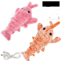 Pet Toys Electric Jumping Shrimp USB Charging Simulation Lobster Funny Cat Plush Pets Toy - One Red Hill