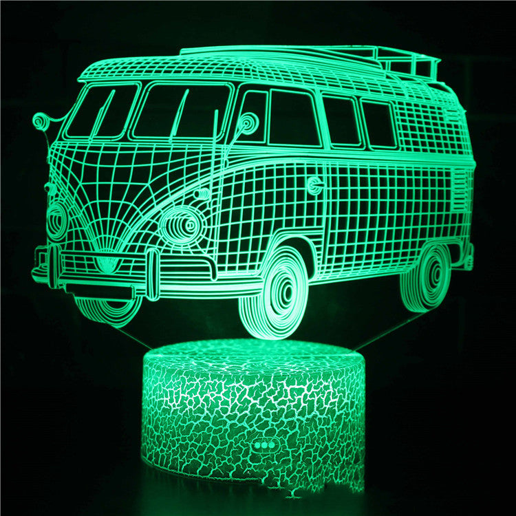 Train Fire Truck Excavator Series 3D Table Lamp LED Colorful Touch Remote Control Night Light - One Red Hill