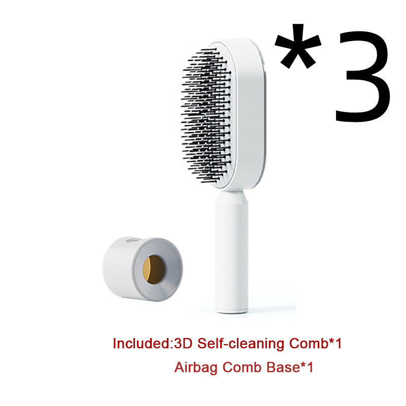 Self Cleaning Hair Brush For Women One-key Cleaning Hair Loss Airbag Massage Scalp Comb Anti-Static Hairbrush - One Red Hill