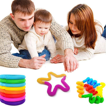Fidget Toys Plastic PopTube Coil Children'S Creative Magical ToysCircle Funny Toys Early Development Educational Folding Toy - One Red Hill