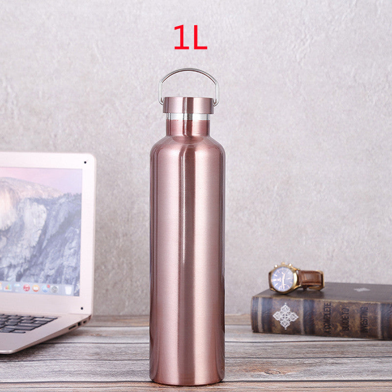 Large-capacity Sports Bottle With All-steel Lid 304 Rose Gold Stainless Steel Vacuum Flask