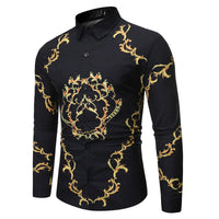 New Mens Long Sleeve Shirts Slim Fit Casual Shirt For Men Flower Shirt - One Red Hill