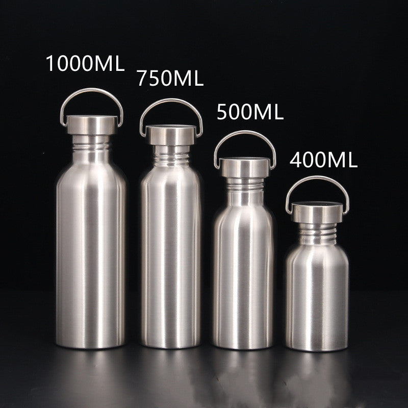 Single Layer Hip Flask With Large Muth Steel Lid Sports Bottle Outdoor Riding Portable Cup
