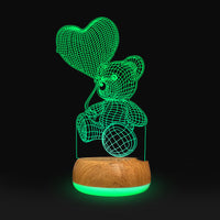 3D Lamp Wood Grain Bottom Glow Colorful Touch Remote Control - One Red Hill