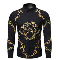 New Mens Long Sleeve Shirts Slim Fit Casual Shirt For Men Flower Shirt - One Red Hill