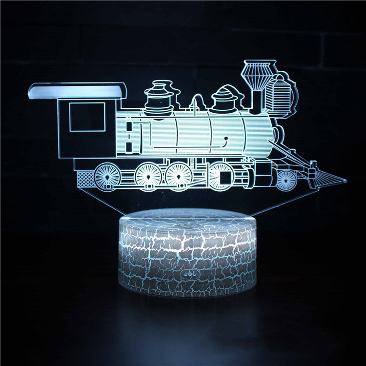 Train Fire Truck Excavator Series 3D Table Lamp LED Colorful Touch Remote Control Night Light - One Red Hill