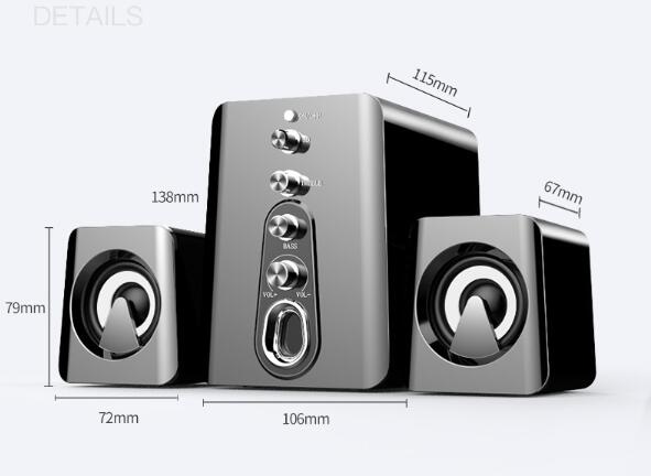 Mini USB 2.1 Speaker Wired Combination High Audio Heavy Bass Music Subwoofer Mobile Phone - One Red Hill