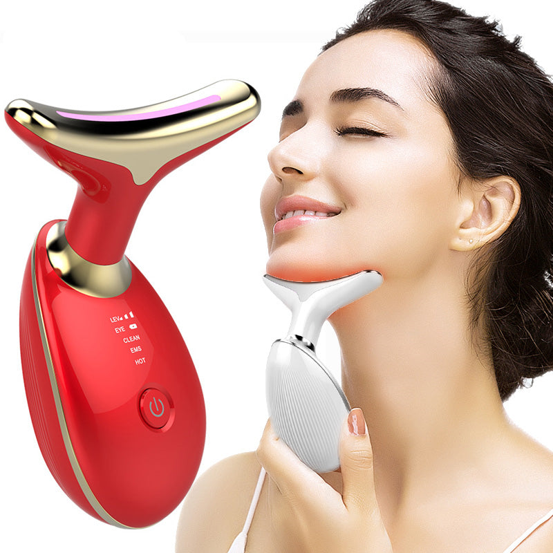 EMS Thermal Neck Lifting And Tighten Massager Electric Microcurrent Wrinkle Remover LED Photon Face Beauty Device For Woman - One Red Hill